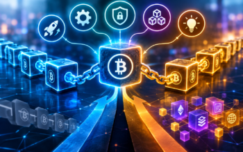 Neon Blockchain Fork - Blue and Gold Paths